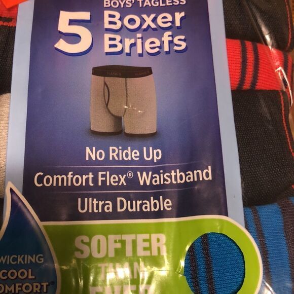 NWT Hanes 5 pair Boys tagless  Boxer Briefs XL - Picture 2 of 5